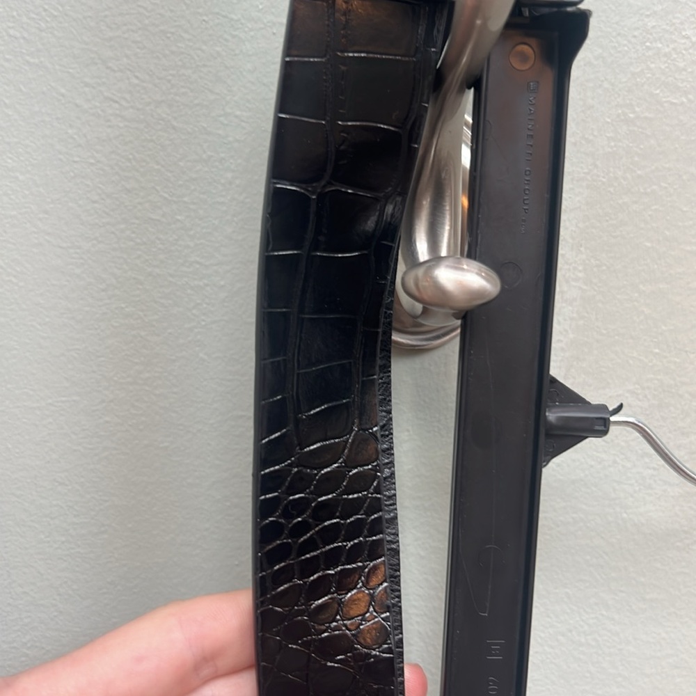 Black Croc-Embossed Belt with Silver Buckle - Picture 3 of 3